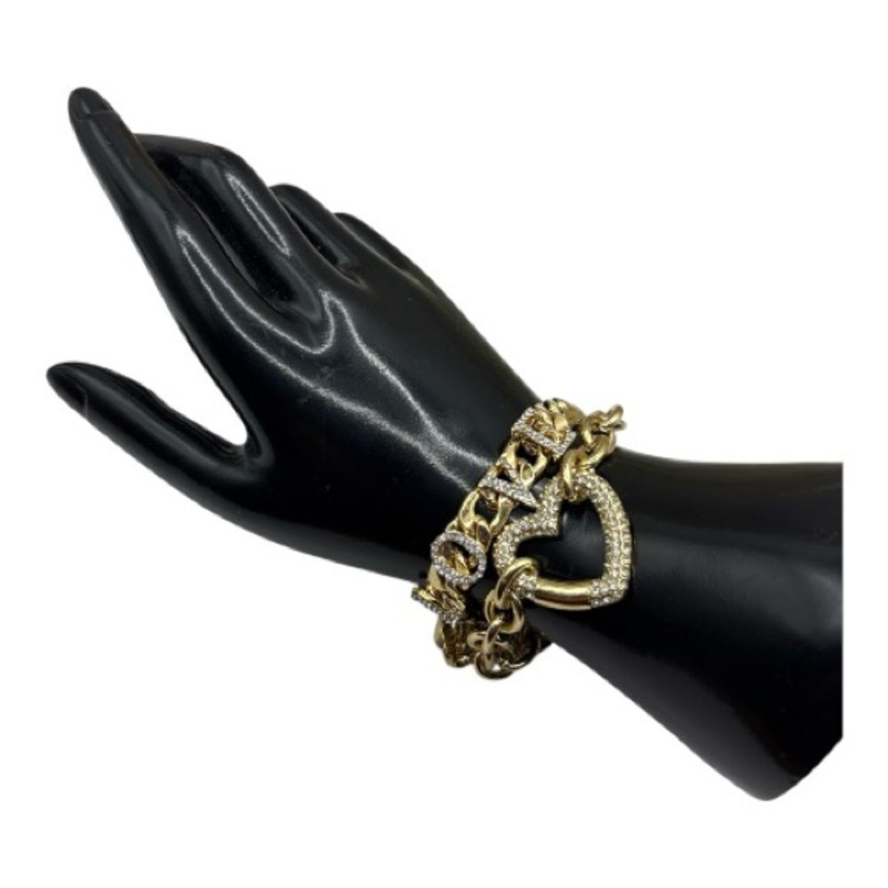 Vintage 80's Rhinestone Chain Statement Bracelet